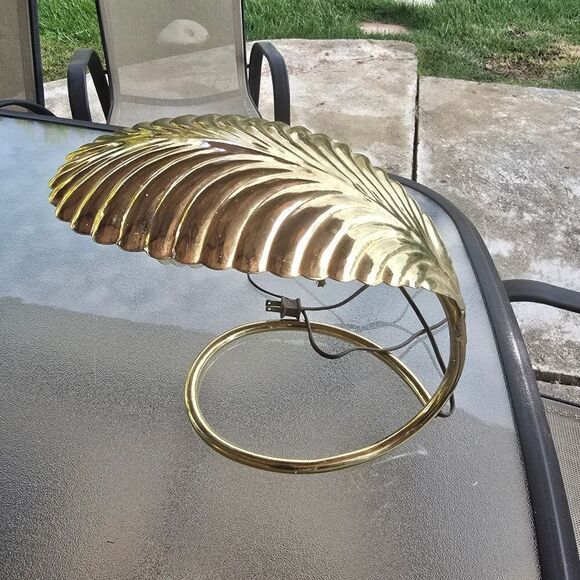 TOMASO BARBI Italian Brass Leaf  Table  Lamp. Mid Century Modern MCM - Picture 4 of 10